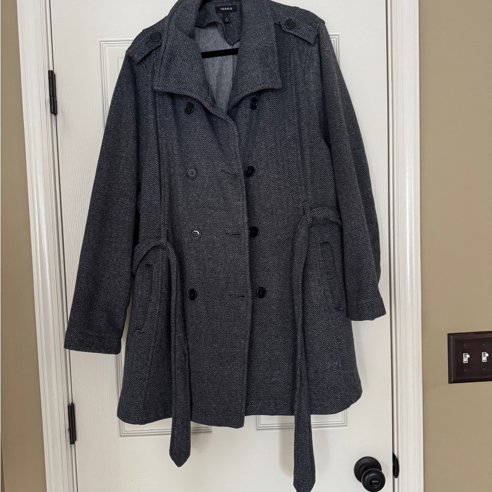 Torrid Charcoal Double-Breasted Trench Coat